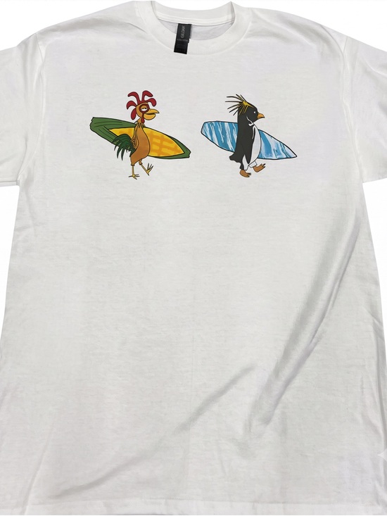Gildan Other - White Surf's Up Chicken Joe Custom Graphic T-Shirt Y2K
